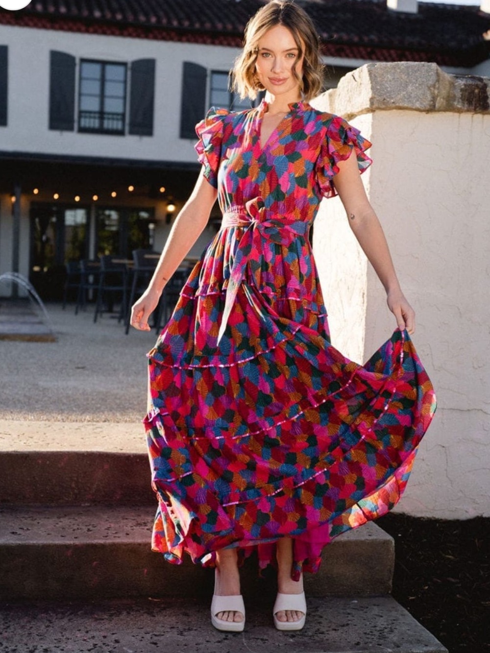 NWT Briton Court Delilah Maxi Dress in Pink Multi Medium - Picture 3 of 13